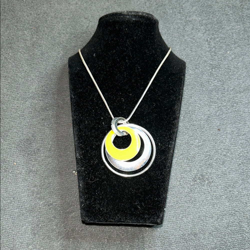 Silver and Yellow Pendant Necklace